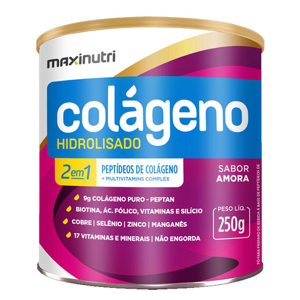 Col?geno Hidrolisado 2 Em 1 - 250gr - Maxinutri - Amora - UnicPharma